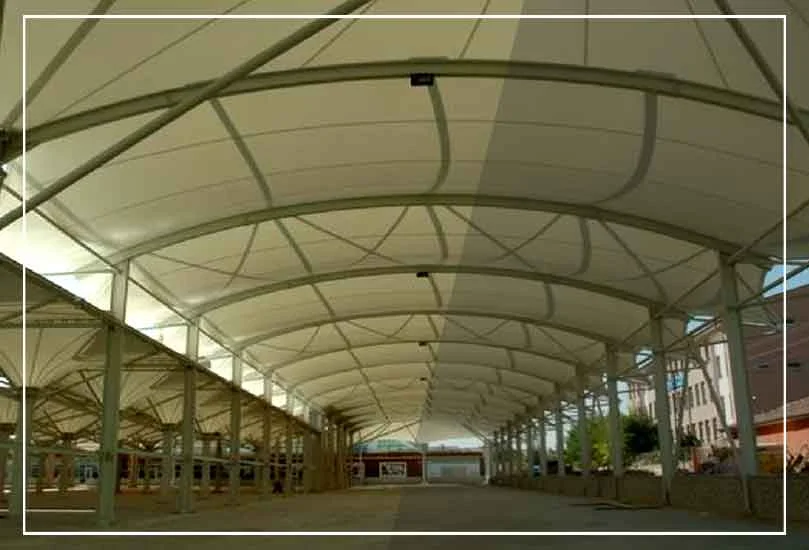 Vikram Solar Kolkata tensile parking and walkway canopy by Ekra Decor